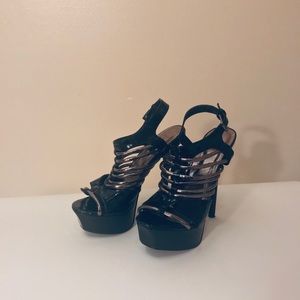 Black and Silver Platform Heels
